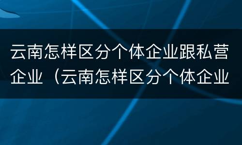 云南怎样区分个体企业跟私营企业（云南怎样区分个体企业跟私营企业的区别）