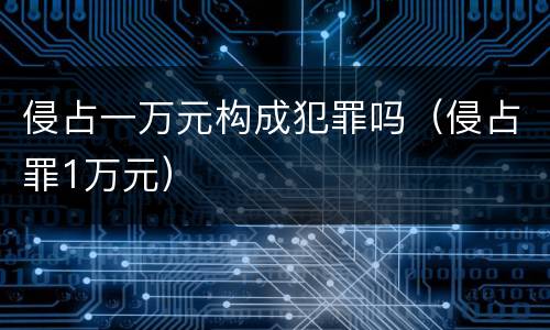 侵占一万元构成犯罪吗（侵占罪1万元）