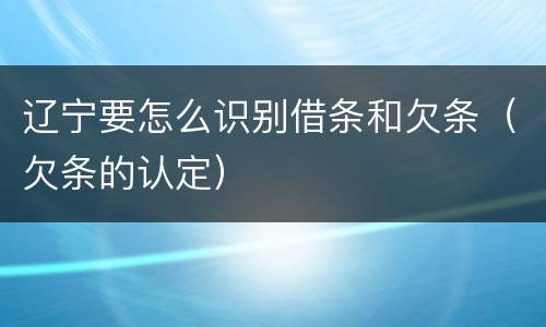 辽宁要怎么识别借条和欠条（欠条的认定）