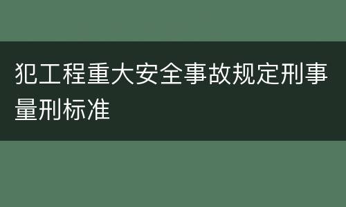 犯工程重大安全事故规定刑事量刑标准