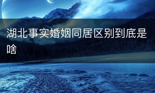 湖北事实婚姻同居区别到底是啥