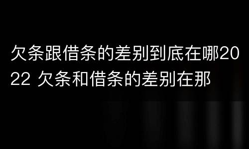 欠条跟借条的差别到底在哪2022 欠条和借条的差别在那