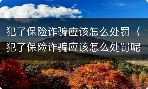 犯了保险诈骗应该怎么处罚（犯了保险诈骗应该怎么处罚呢）