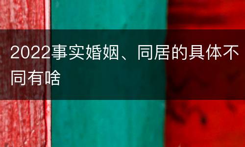 2022事实婚姻、同居的具体不同有啥