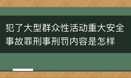 犯了大型群众性活动重大安全事故罪刑事刑罚内容是怎样