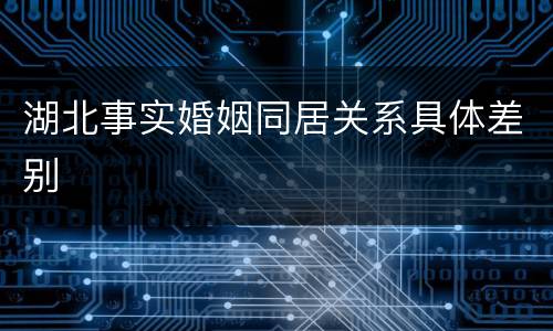湖北事实婚姻同居关系具体差别