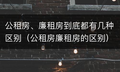 公租房、廉租房到底都有几种区别（公租房廉租房的区别）