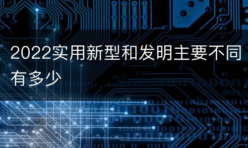 2022实用新型和发明主要不同有多少