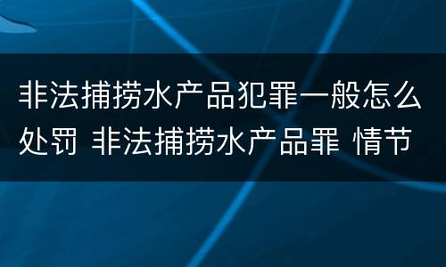 非法捕捞水产品犯罪一般怎么处罚 非法捕捞水产品罪 情节严重