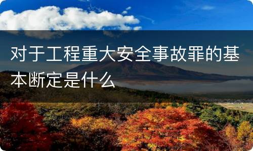 对于工程重大安全事故罪的基本断定是什么