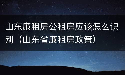 山东廉租房公租房应该怎么识别（山东省廉租房政策）