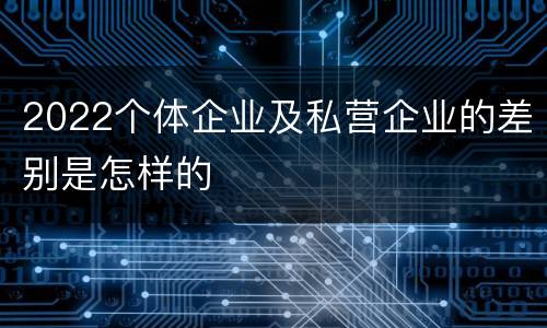 2022个体企业及私营企业的差别是怎样的