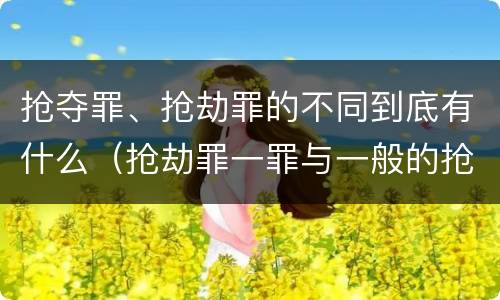 抢夺罪、抢劫罪的不同到底有什么（抢劫罪一罪与一般的抢劫罪区别）