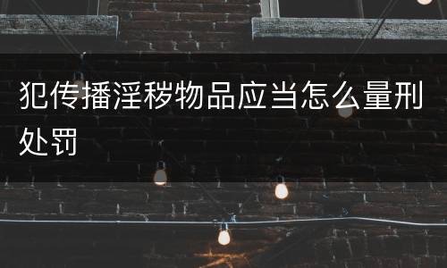 犯传播淫秽物品应当怎么量刑处罚