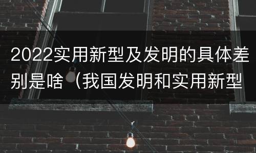 2022实用新型及发明的具体差别是啥（我国发明和实用新型的标准）