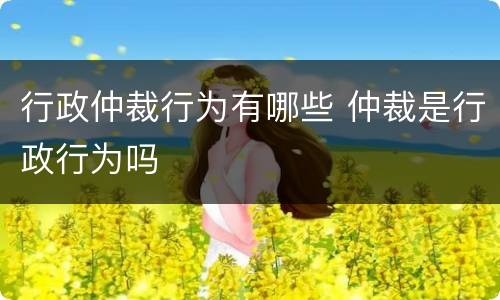 行政仲裁行为有哪些 仲裁是行政行为吗