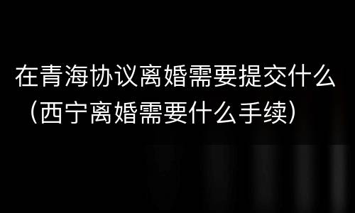 在青海协议离婚需要提交什么（西宁离婚需要什么手续）