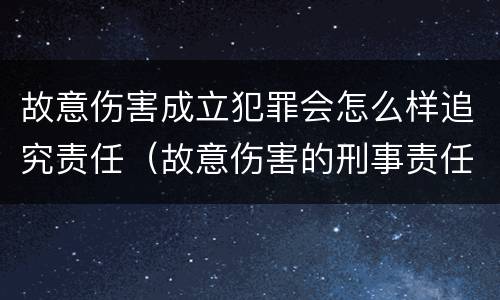 故意伤害成立犯罪会怎么样追究责任（故意伤害的刑事责任）