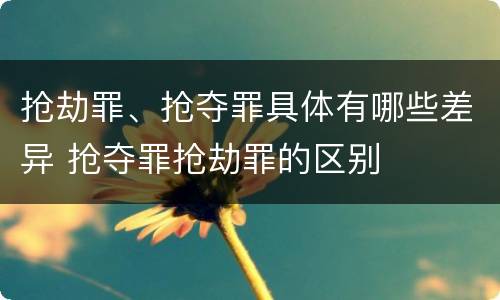 抢劫罪、抢夺罪具体有哪些差异 抢夺罪抢劫罪的区别