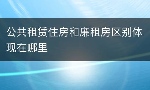 公共租赁住房和廉租房区别体现在哪里