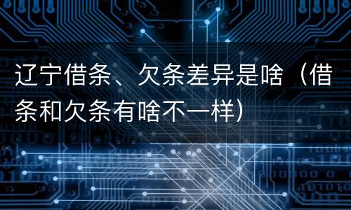 辽宁借条、欠条差异是啥（借条和欠条有啥不一样）