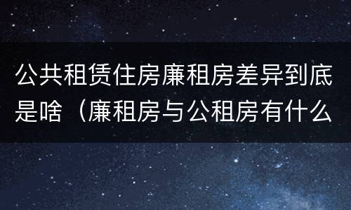 公共租赁住房廉租房差异到底是啥（廉租房与公租房有什么不同）