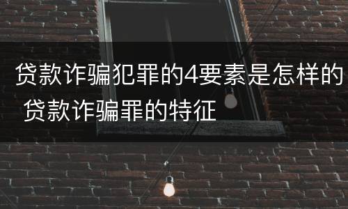 贷款诈骗犯罪的4要素是怎样的 贷款诈骗罪的特征