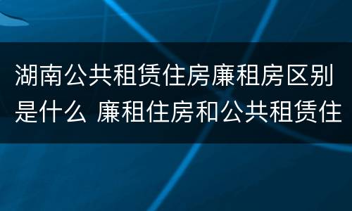 湖南公共租赁住房廉租房区别是什么 廉租住房和公共租赁住房的区别