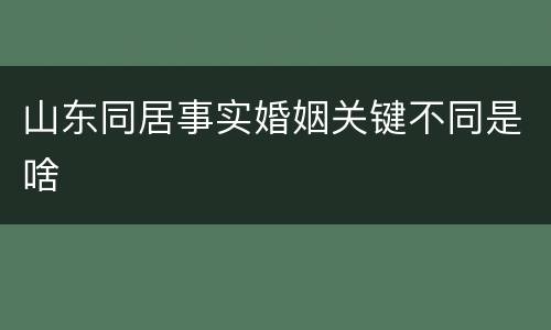 山东同居事实婚姻关键不同是啥