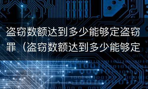 盗窃数额达到多少能够定盗窃罪（盗窃数额达到多少能够定盗窃罪量刑）
