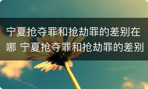 宁夏抢夺罪和抢劫罪的差别在哪 宁夏抢夺罪和抢劫罪的差别在哪儿