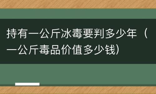 持有一公斤冰毒要判多少年（一公斤毒品价值多少钱）