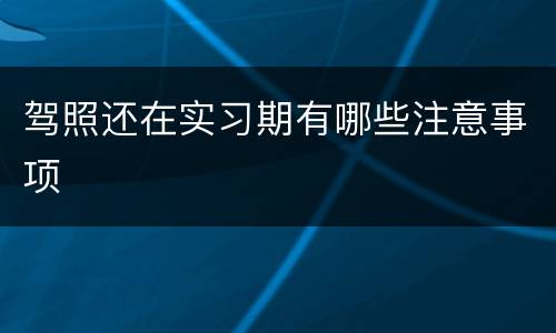 驾照还在实习期有哪些注意事项