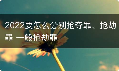 2022要怎么分别抢夺罪、抢劫罪 一般抢劫罪
