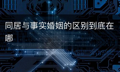 同居与事实婚姻的区别到底在哪