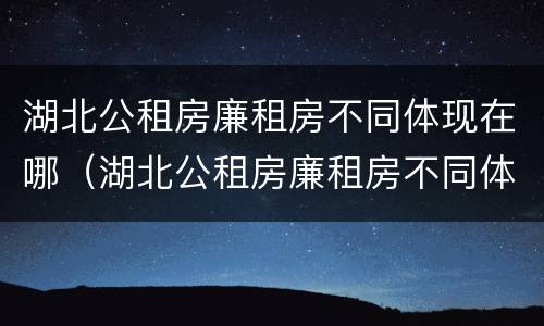 湖北公租房廉租房不同体现在哪（湖北公租房廉租房不同体现在哪些地方）