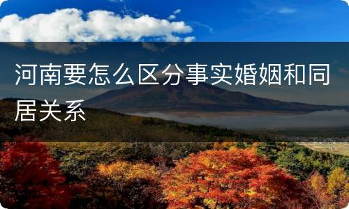 河南要怎么区分事实婚姻和同居关系