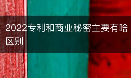 2022专利和商业秘密主要有啥区别