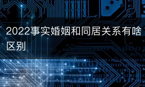 2022事实婚姻和同居关系有啥区别
