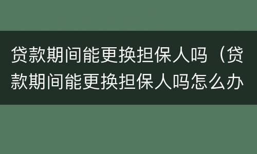 贷款期间能更换担保人吗（贷款期间能更换担保人吗怎么办）