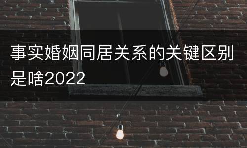 事实婚姻同居关系的关键区别是啥2022