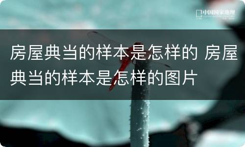 房屋典当的样本是怎样的 房屋典当的样本是怎样的图片
