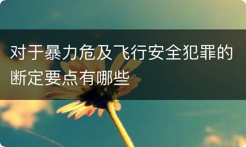对于暴力危及飞行安全犯罪的断定要点有哪些
