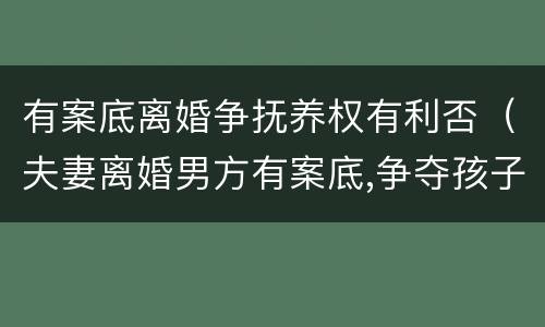 有案底离婚争抚养权有利否（夫妻离婚男方有案底,争夺孩子抚养权谁比较有优势）