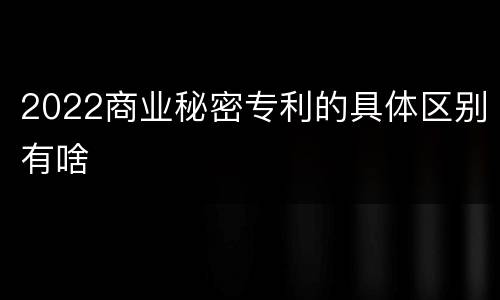 2022商业秘密专利的具体区别有啥