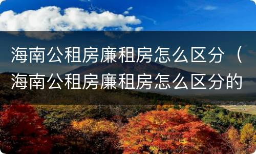 海南公租房廉租房怎么区分（海南公租房廉租房怎么区分的）