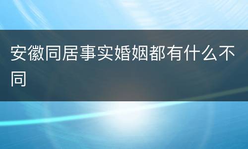 安徽同居事实婚姻都有什么不同