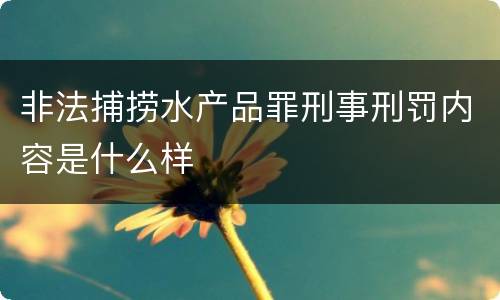 非法捕捞水产品罪刑事刑罚内容是什么样