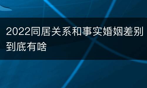 2022同居关系和事实婚姻差别到底有啥