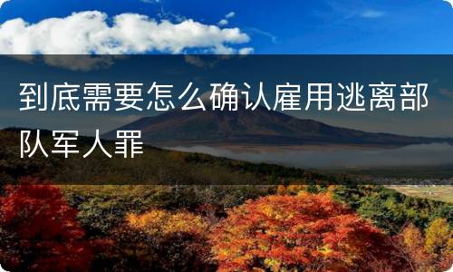 到底需要怎么确认雇用逃离部队军人罪